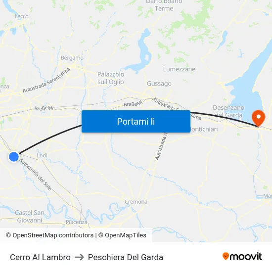 Cerro Al Lambro to Peschiera Del Garda map