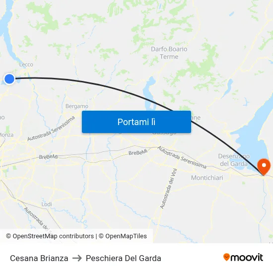 Cesana Brianza to Peschiera Del Garda map