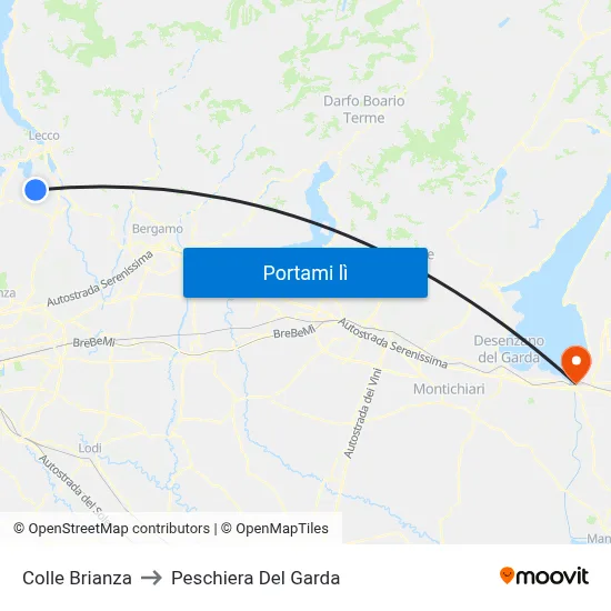 Colle Brianza to Peschiera Del Garda map