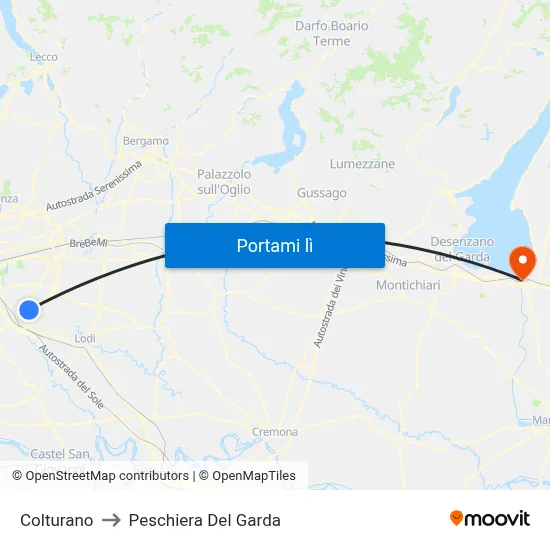Colturano to Peschiera Del Garda map