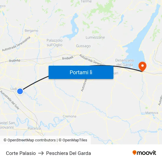 Corte Palasio to Peschiera Del Garda map