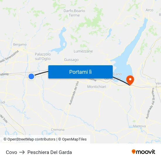 Covo to Peschiera Del Garda map