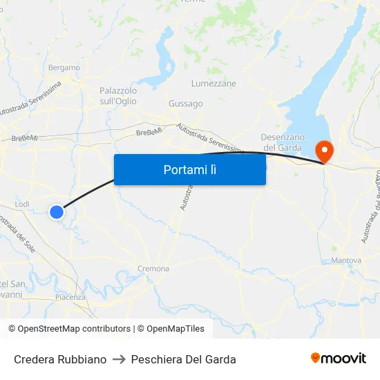 Credera Rubbiano to Peschiera Del Garda map