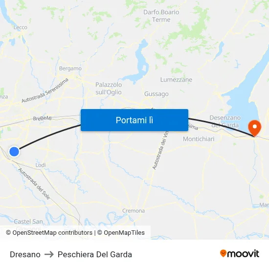 Dresano to Peschiera Del Garda map