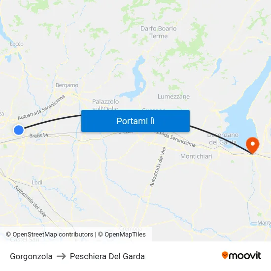 Gorgonzola to Peschiera Del Garda map