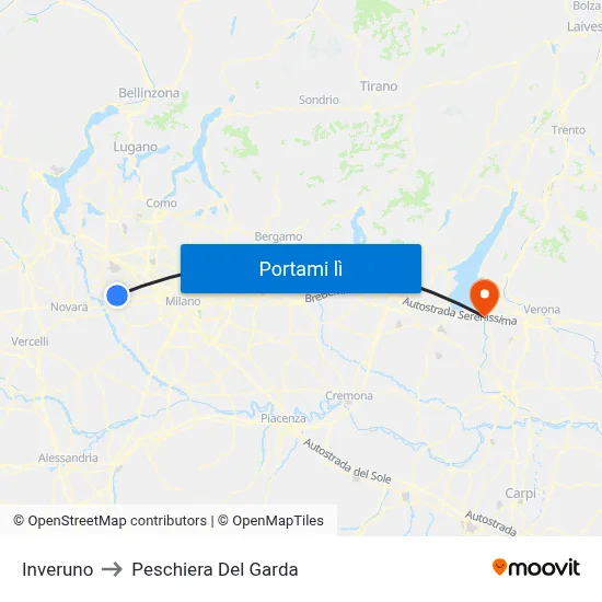 Inveruno to Peschiera Del Garda map