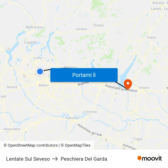 Lentate Sul Seveso to Peschiera Del Garda map