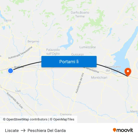 Liscate to Peschiera Del Garda map