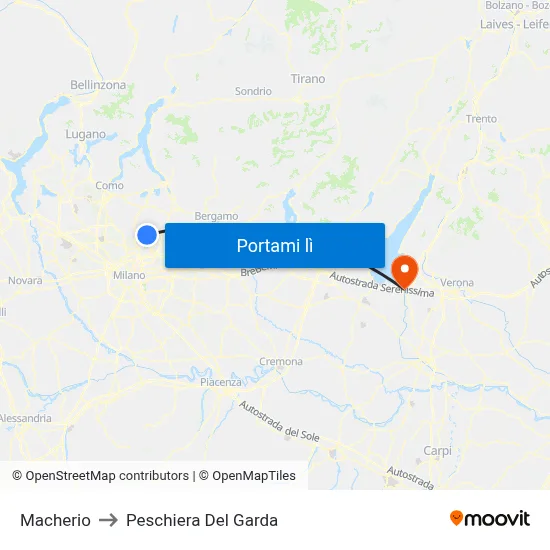 Macherio to Peschiera Del Garda map