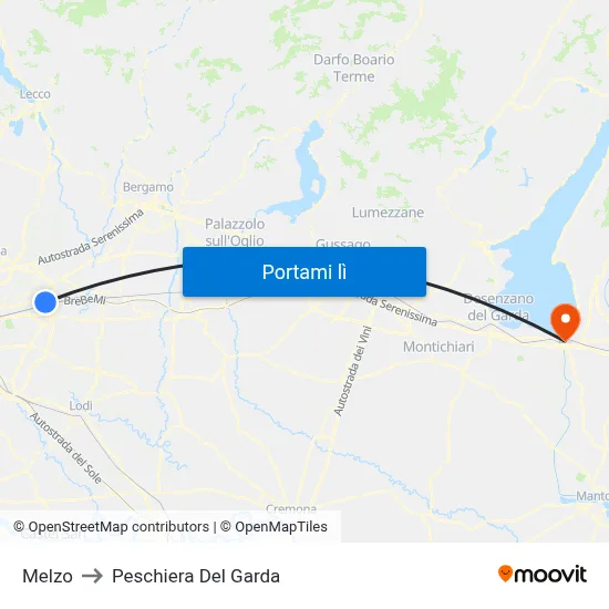Melzo to Peschiera Del Garda map