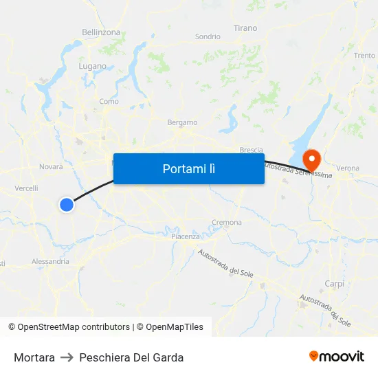 Mortara to Peschiera Del Garda map