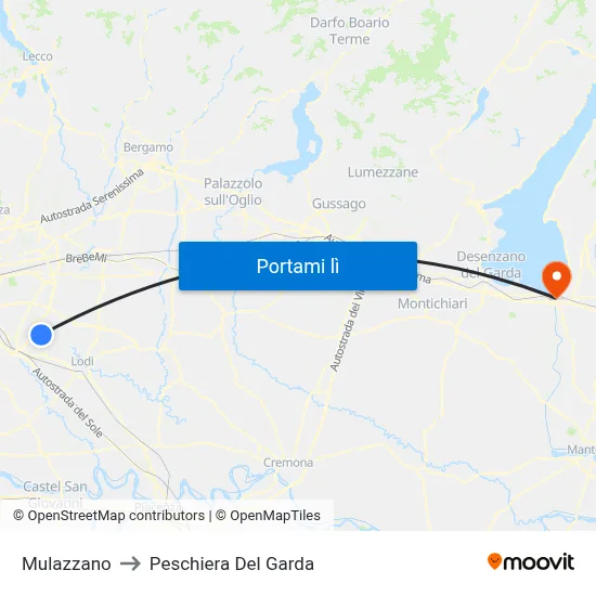 Mulazzano to Peschiera Del Garda map
