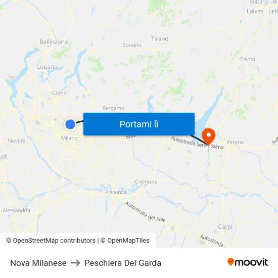 Nova Milanese to Peschiera Del Garda map