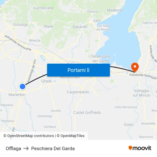 Offlaga to Peschiera Del Garda map