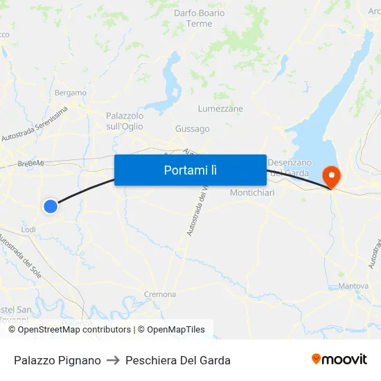 Palazzo Pignano to Peschiera Del Garda map