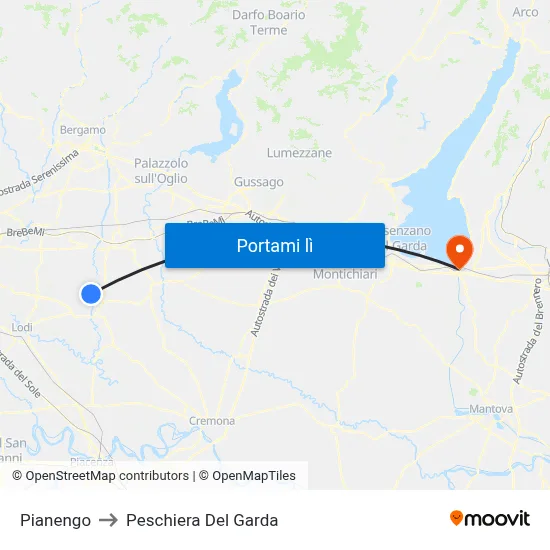 Pianengo to Peschiera Del Garda map