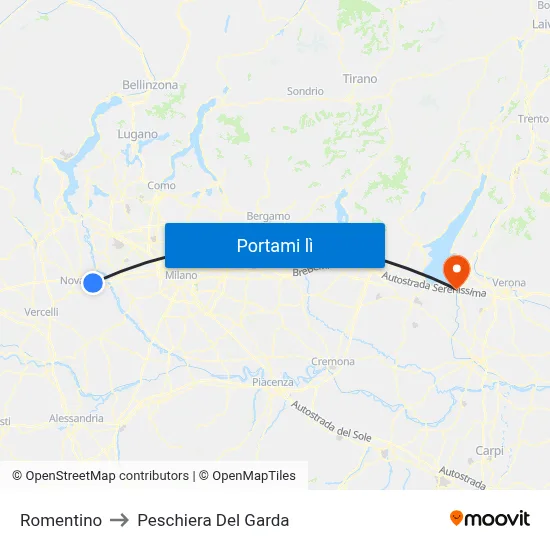 Romentino to Peschiera Del Garda map