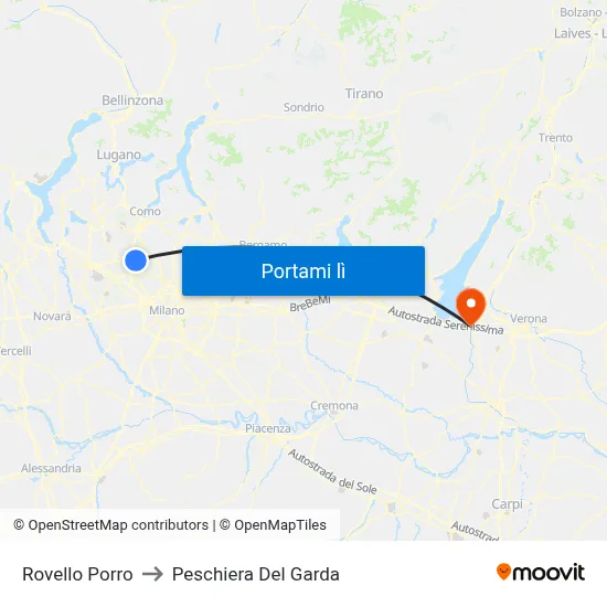 Rovello Porro to Peschiera Del Garda map