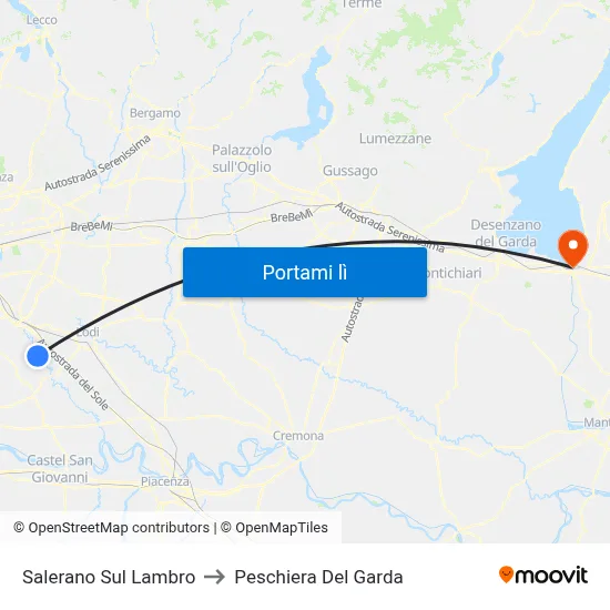 Salerano Sul Lambro to Peschiera Del Garda map