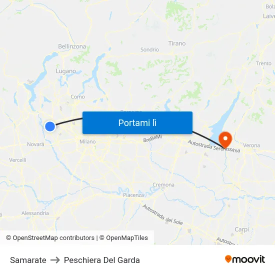 Samarate to Peschiera Del Garda map