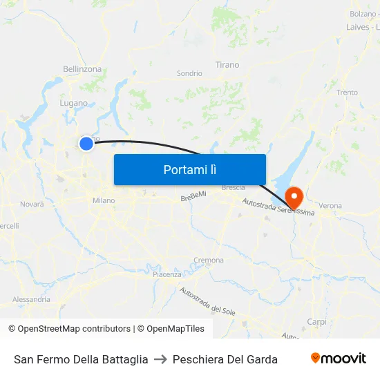 San Fermo Della Battaglia to Peschiera Del Garda map