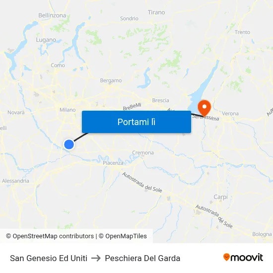 San Genesio Ed Uniti to Peschiera Del Garda map