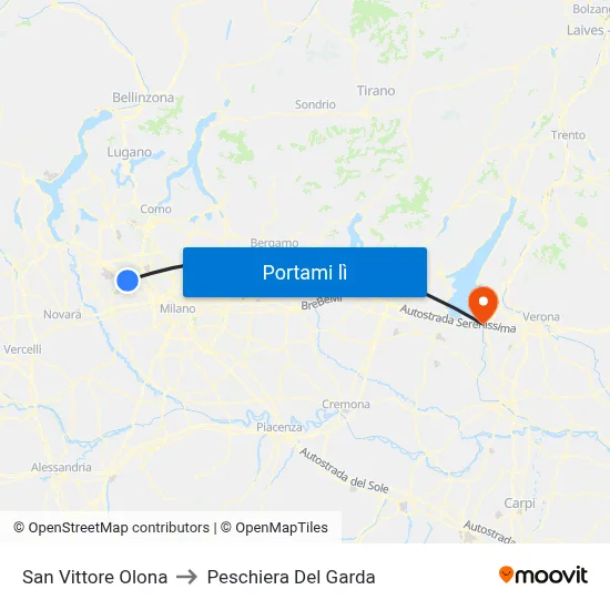 San Vittore Olona to Peschiera Del Garda map