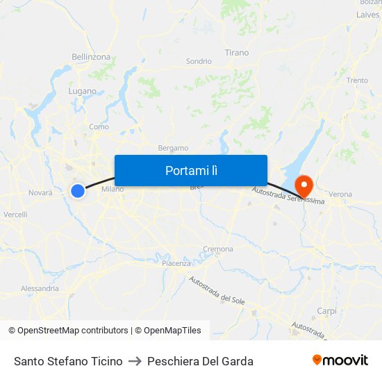 Santo Stefano Ticino to Peschiera Del Garda map