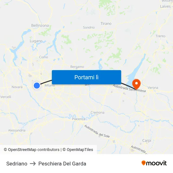 Sedriano to Peschiera Del Garda map