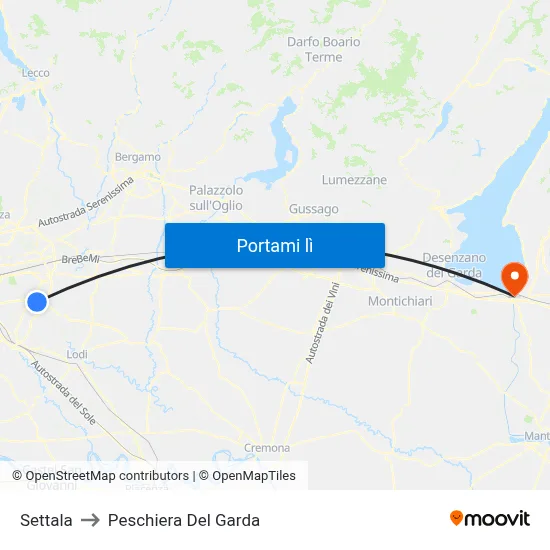 Settala to Peschiera Del Garda map