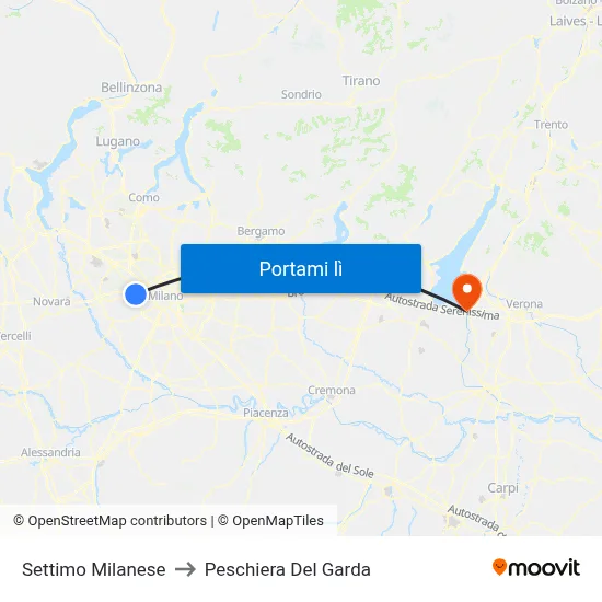 Settimo Milanese to Peschiera Del Garda map