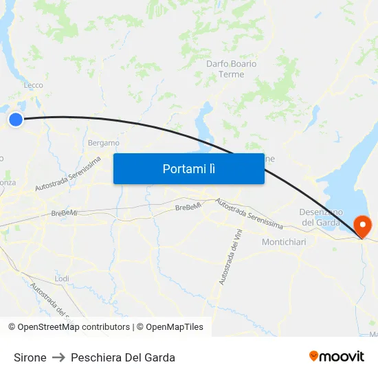 Sirone to Peschiera Del Garda map