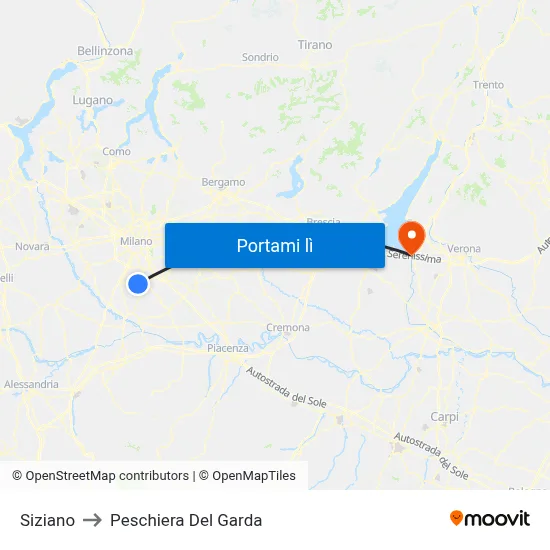 Siziano to Peschiera Del Garda map