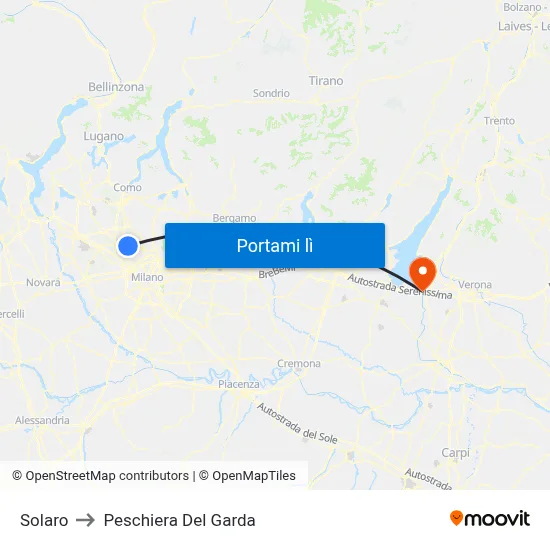 Solaro to Peschiera Del Garda map