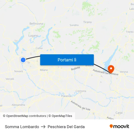 Somma Lombardo to Peschiera Del Garda map