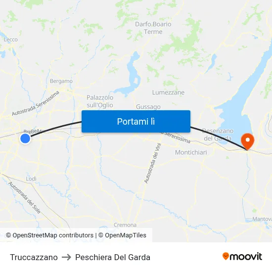 Truccazzano to Peschiera Del Garda map