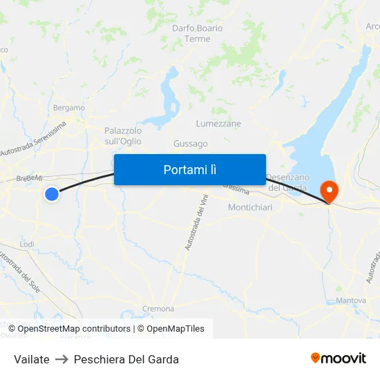 Vailate to Peschiera Del Garda map