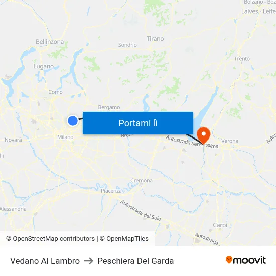 Vedano Al Lambro to Peschiera Del Garda map