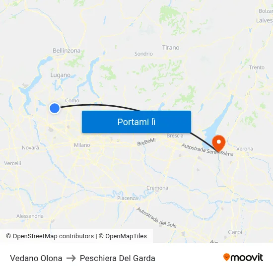 Vedano Olona to Peschiera Del Garda map