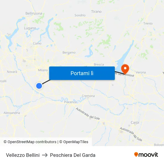 Vellezzo Bellini to Peschiera Del Garda map