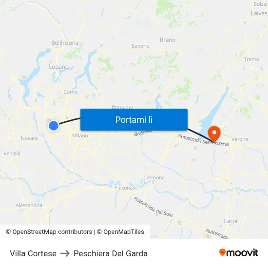 Villa Cortese to Peschiera Del Garda map