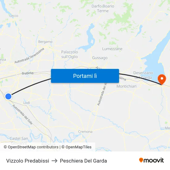 Vizzolo Predabissi to Peschiera Del Garda map