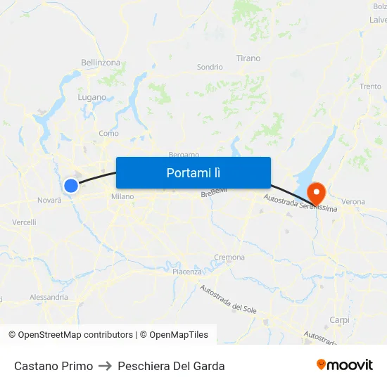 Castano Primo to Peschiera Del Garda map