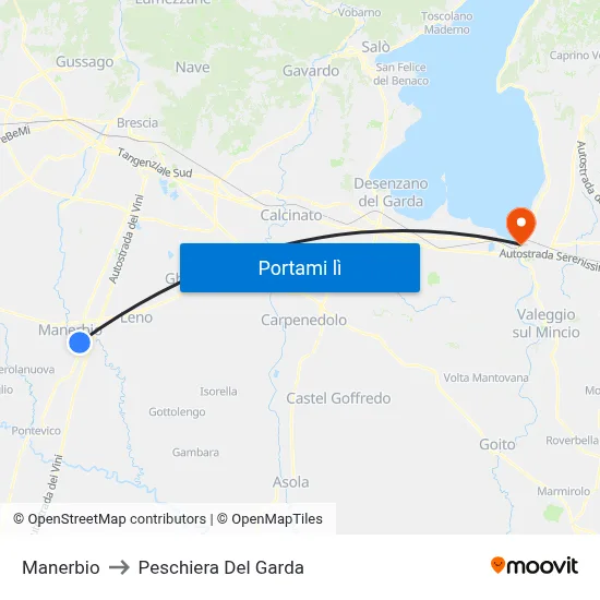 Manerbio to Peschiera Del Garda map