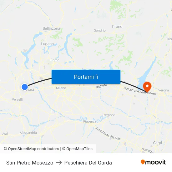 San Pietro Mosezzo to Peschiera Del Garda map