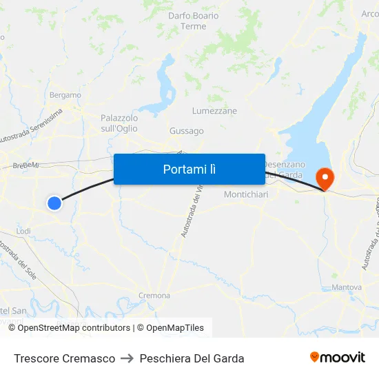 Trescore Cremasco to Peschiera Del Garda map