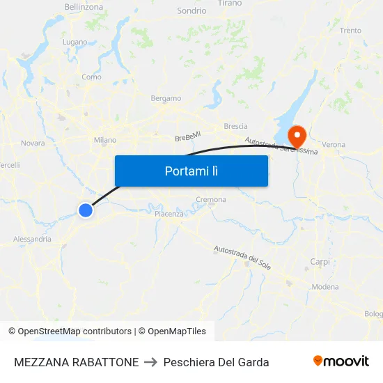 MEZZANA RABATTONE to Peschiera Del Garda map