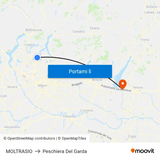 MOLTRASIO to Peschiera Del Garda map
