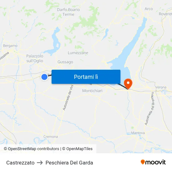 Castrezzato to Peschiera Del Garda map