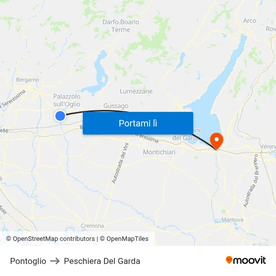 Pontoglio to Peschiera Del Garda map